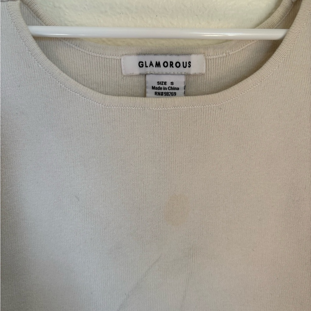 Glamorous Women's Cream Cropped Tank Top size S - Picture 2 of 9